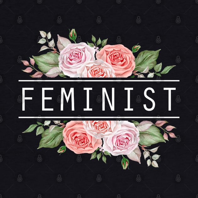 Feminist White Floral Flowers Roses Leaves by TheBlackCatprints